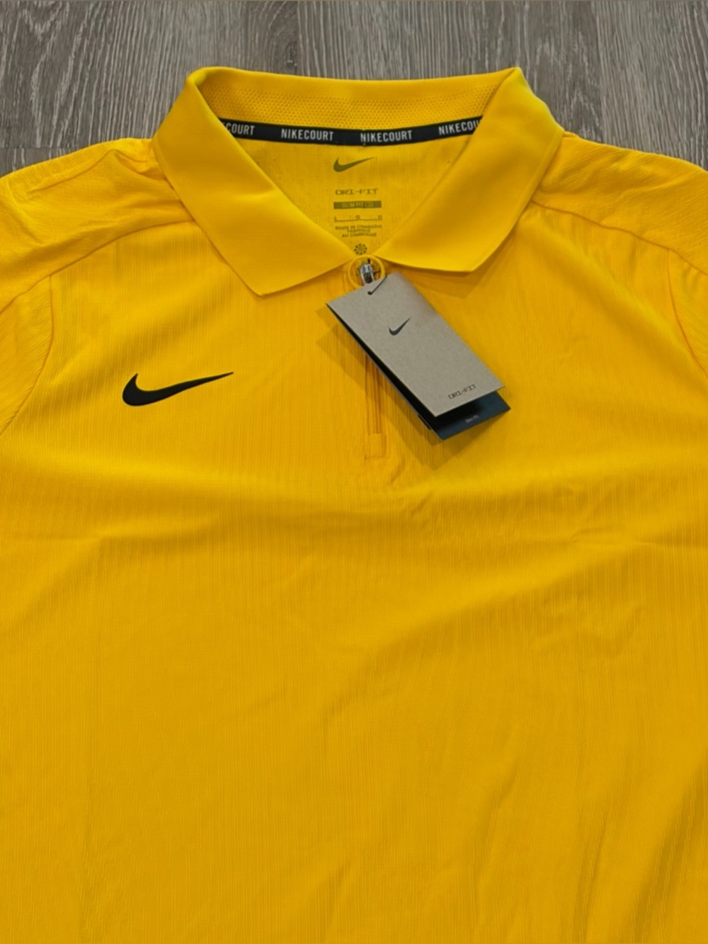 Nike Court Polo Shirt Mens Large Gold Yellow Tennis ADV Dri-Fit HQ0792-728 NEW